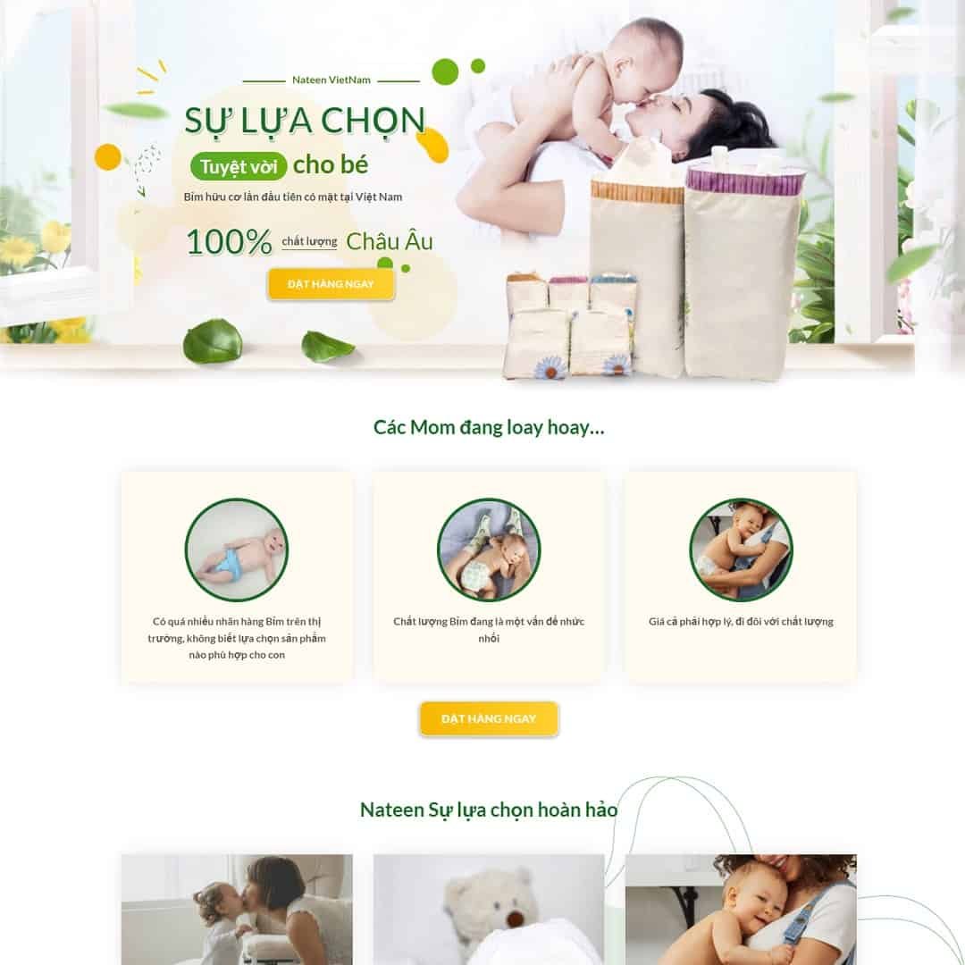 Mẫu Giao Diện landing page bỉm cho bé