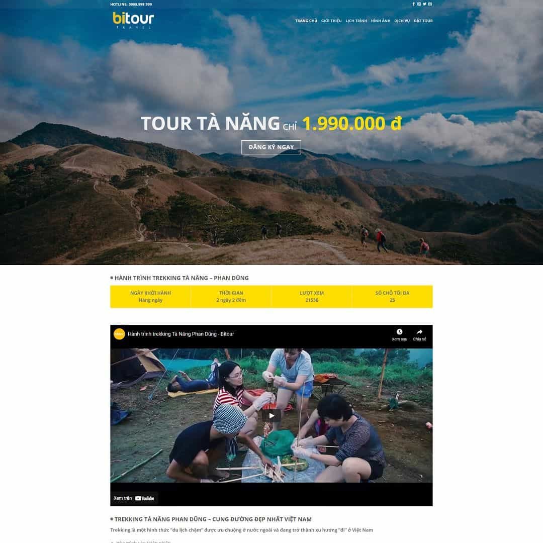 Mẫu Giao Diện landing page giới thiệu tour du lịch