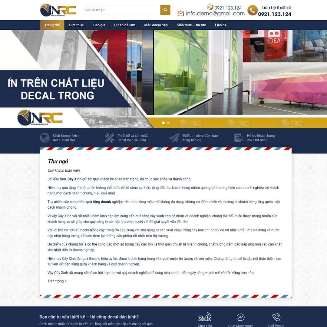 Mẫu Giao Diện dịch vụ thi công dán decal