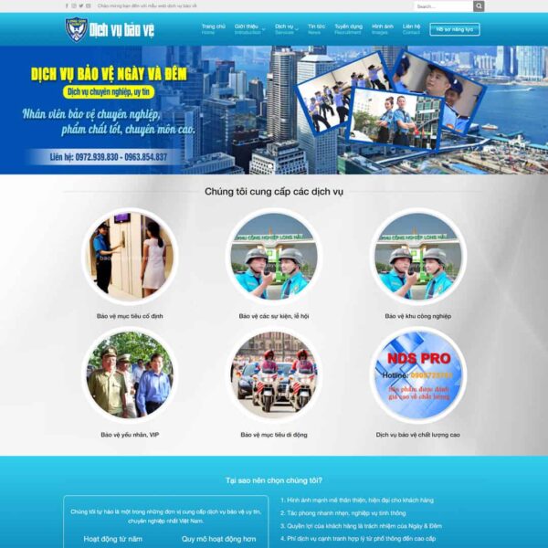 Mẫu Giao Diện công ty, dịch vụ bảo vệ