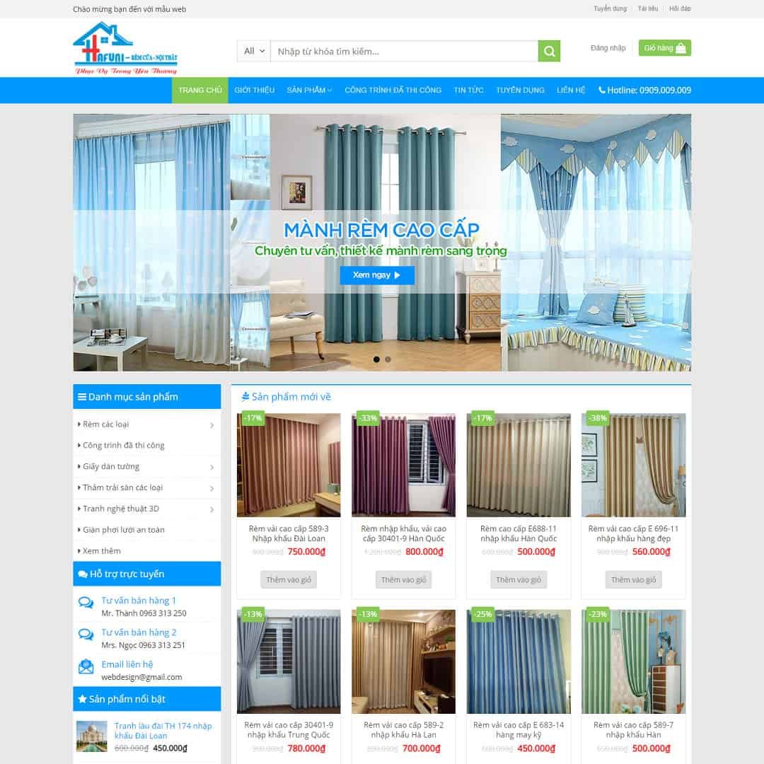 Mẫu Giao Diện cửa hàng bán mành rèm
