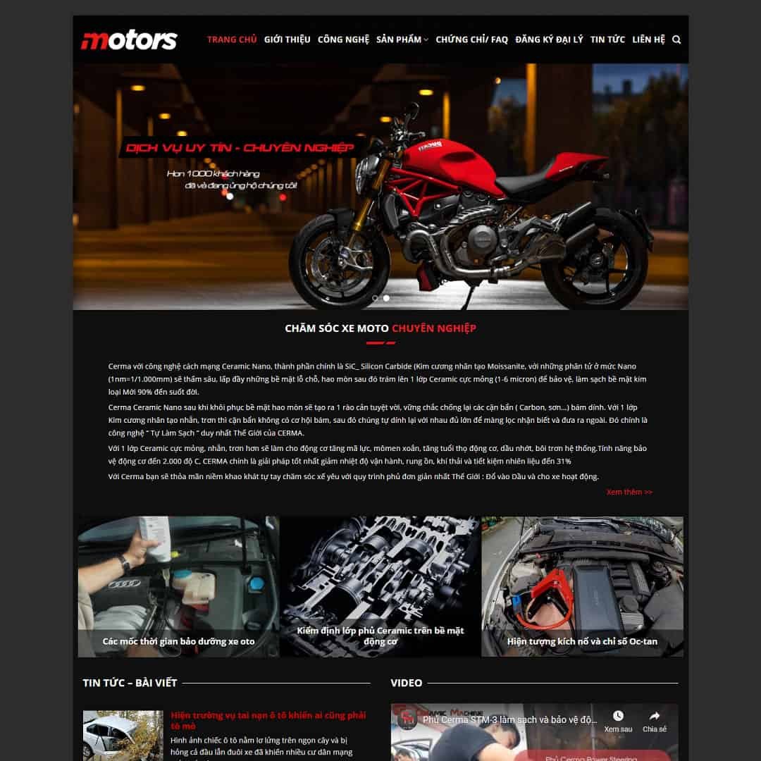 Mẫu Giao Diện dịch vụ chăm sóc mô tô