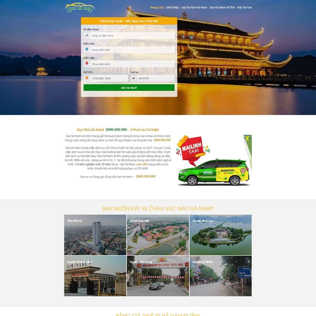 Mẫu Giao Diện Landing page dịch vụ taxi