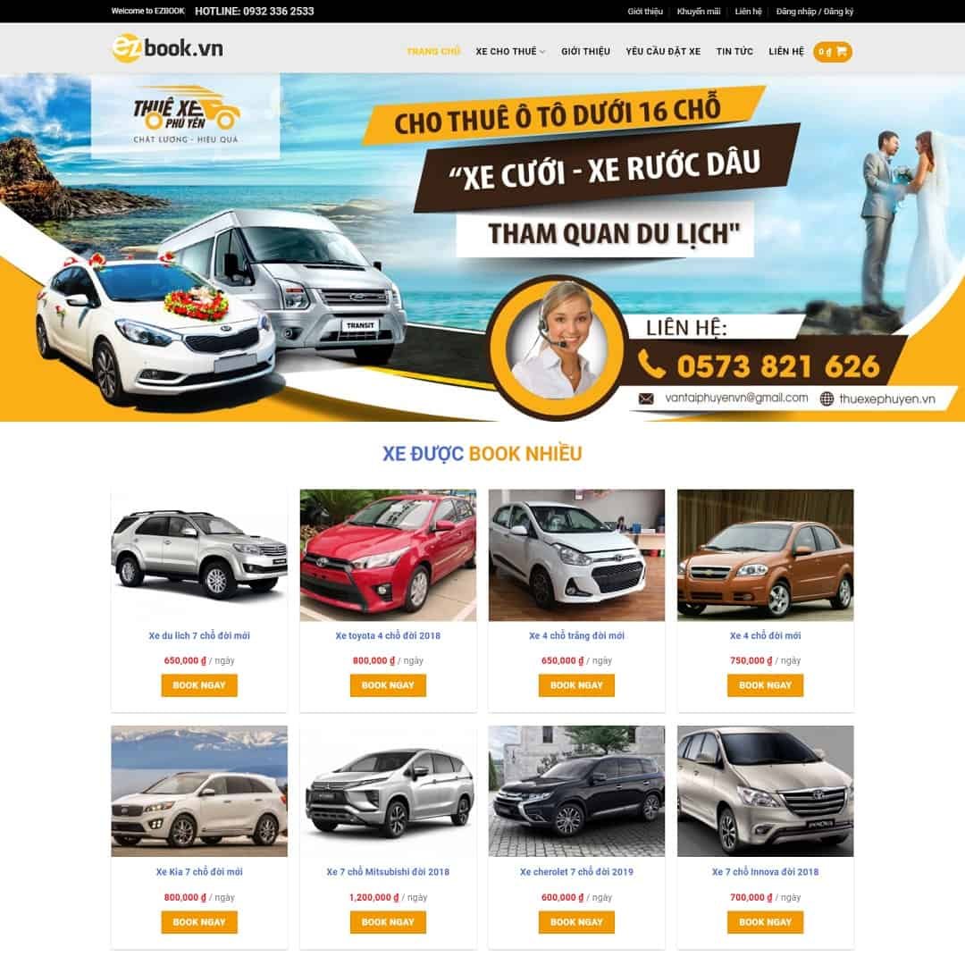 Mẫu Giao Diện dịch vụ thuê xe du lịch